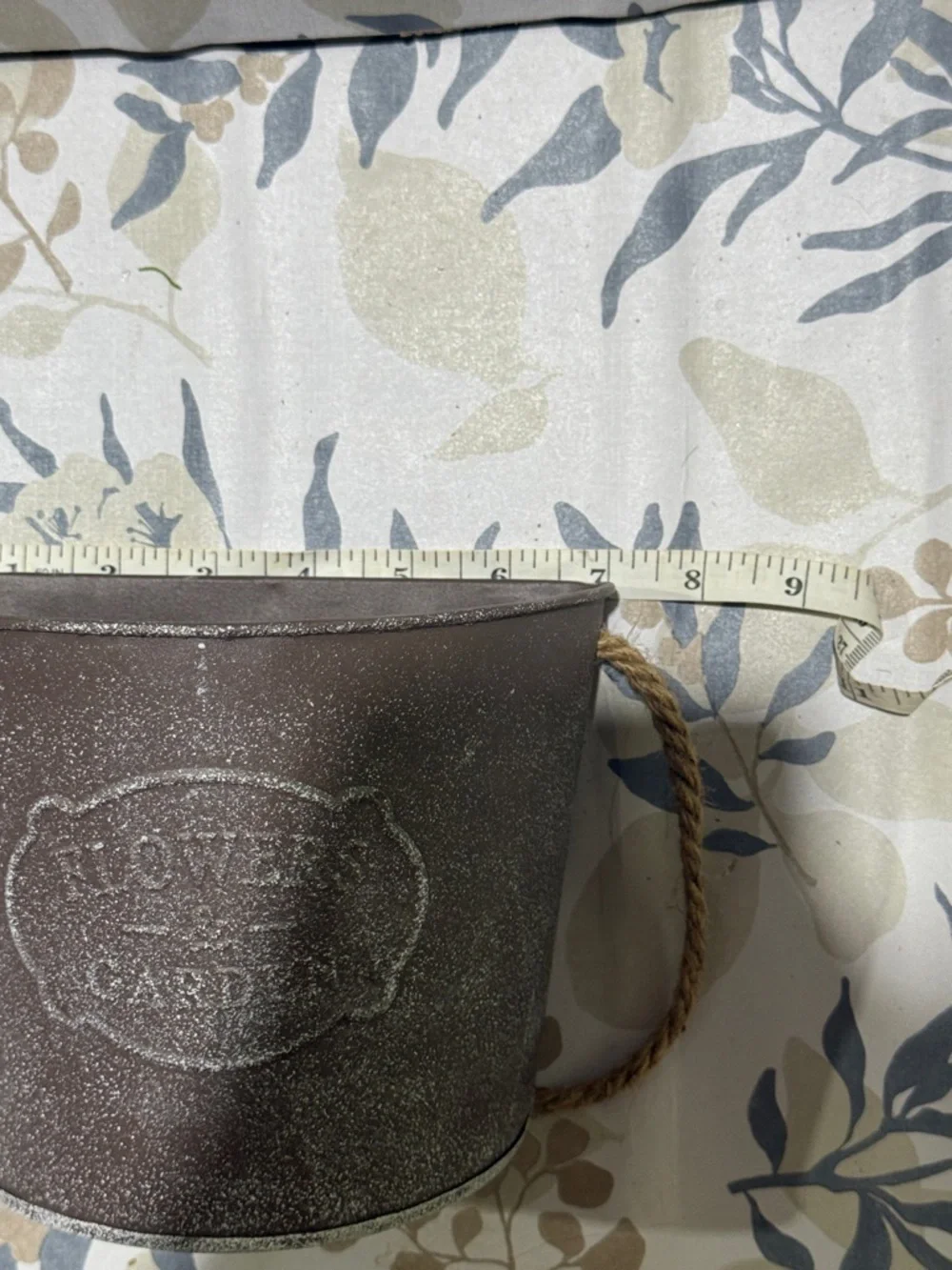 Rustic Metal Flower Pot with Rope Handle - Brown - Picture 7 of 9